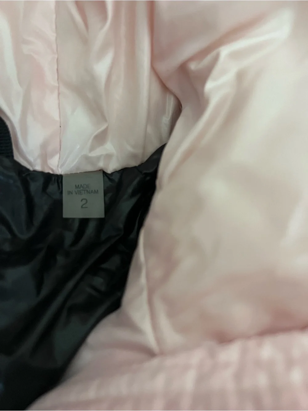 SAM. Light Pink Shiny Puffer Jacket with Faux Fur Trim